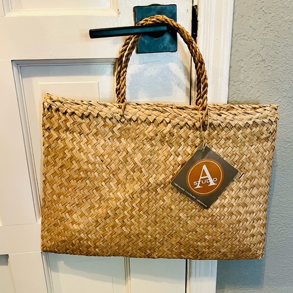 Woven Straw Satchel Handbag - Picture 4 of 5